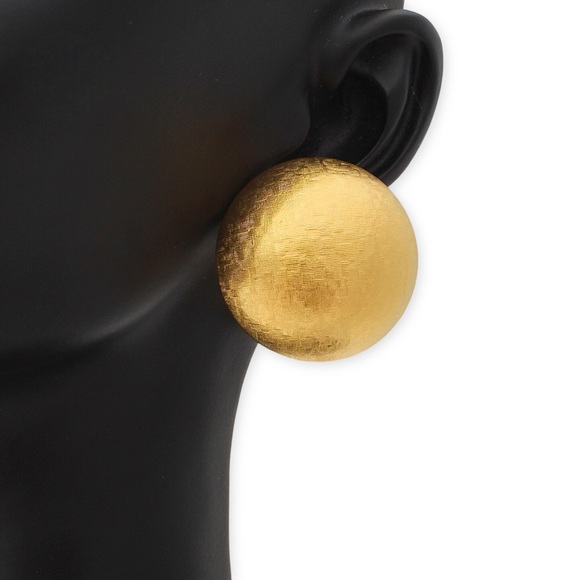 Vintage Joan Rivers Clip On Earrings Gold Plated Round Dome Textured - Picture 1 of 5